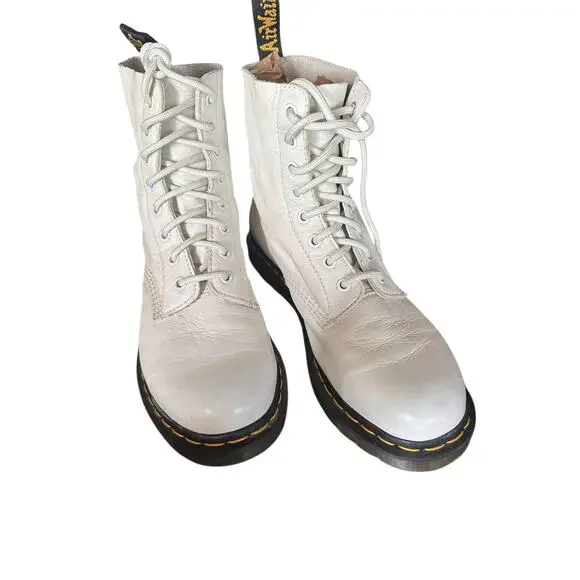 Dr. Martens 1460 Pascal Virginia Leather Boots White Women’s Size 9 (EU 41) - Picture 4 of 12